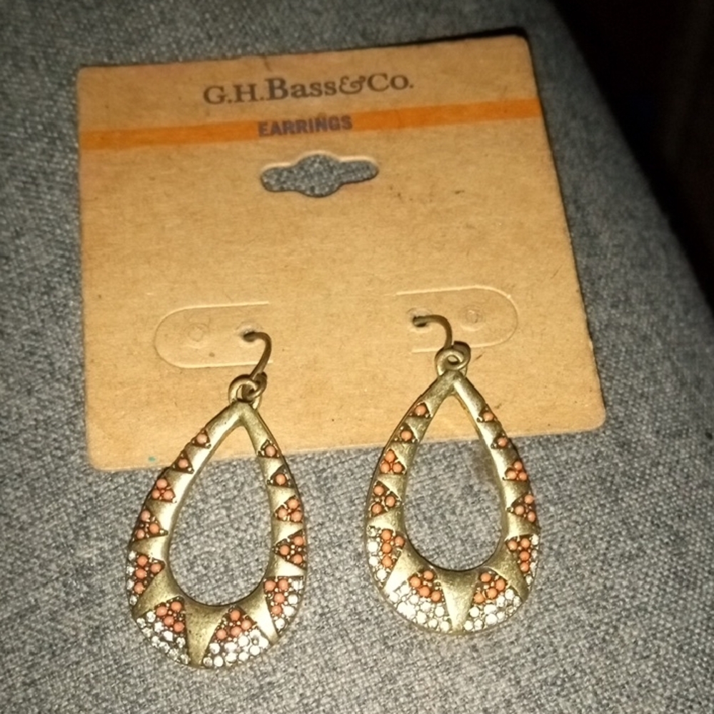 G.H. Bass & Co. Gold and Brown Teardrop Earrings